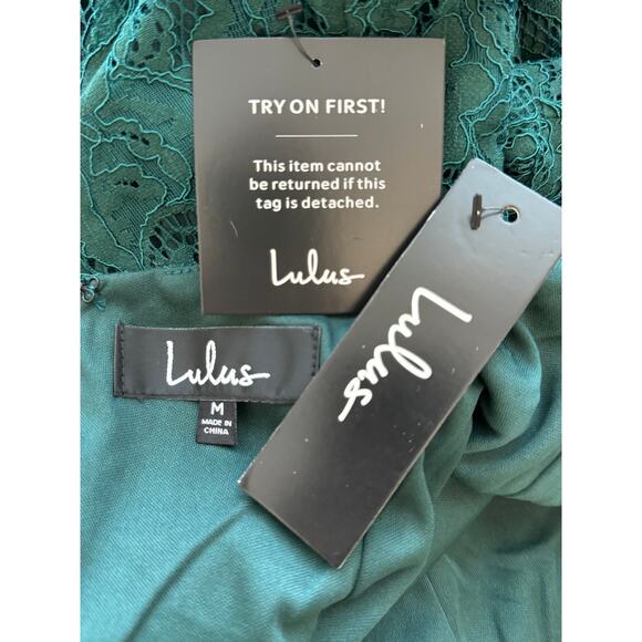 New ~ LULU'S ~ Cascading Dreams Emerald Green Lace Maxi Dress Small - Picture 8 of 9